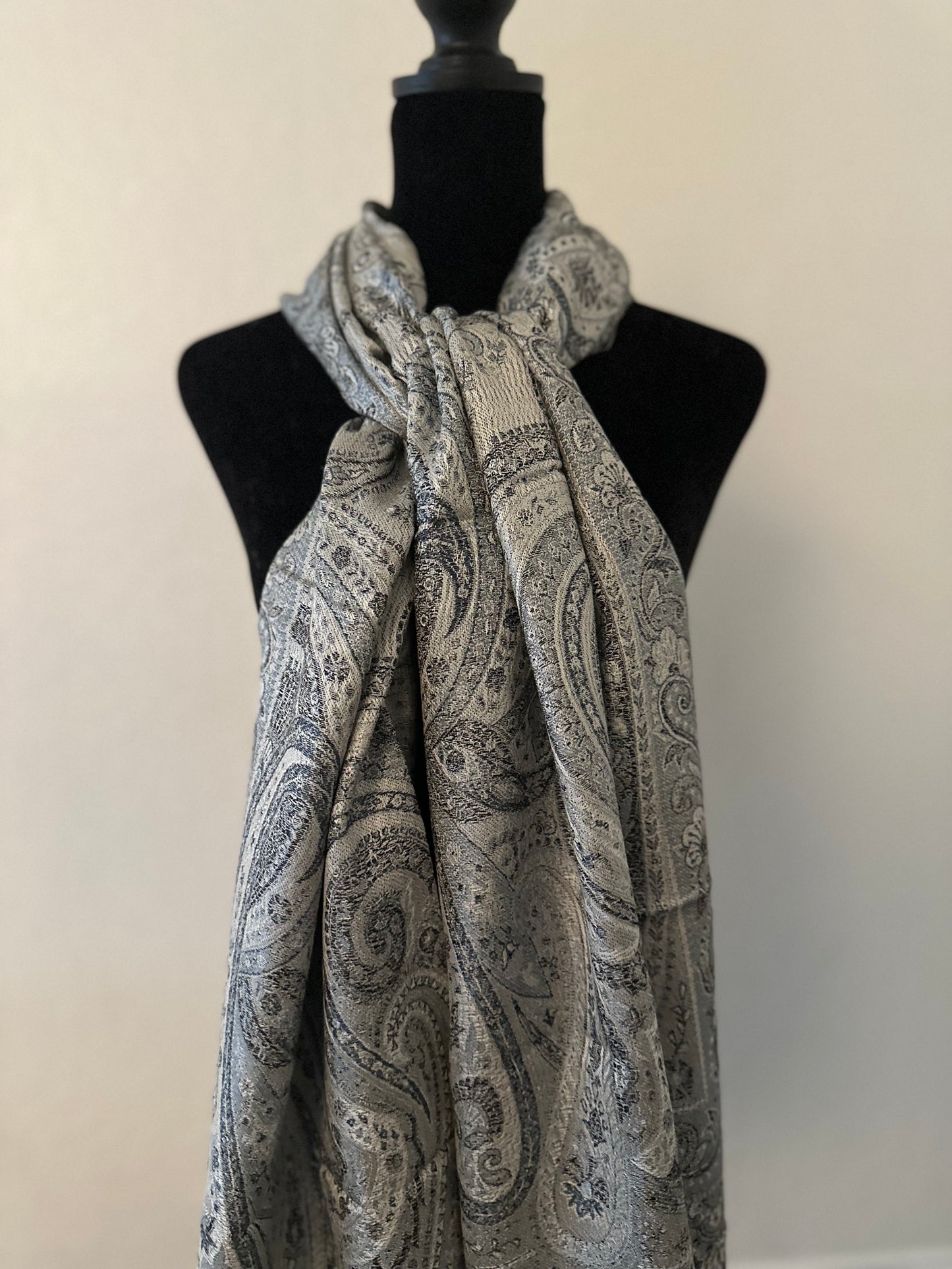 100% Pure Silk Silver Grey hand loomed wedding Opera shawls scarfs