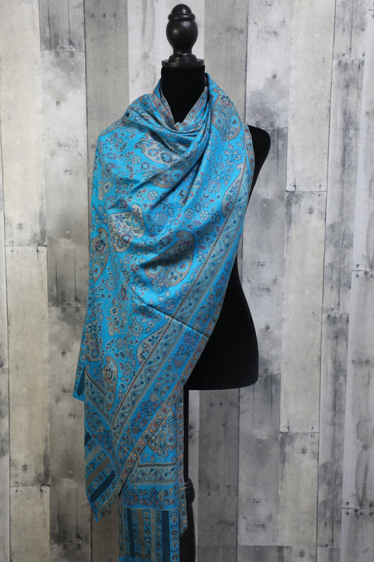 Elegant, Kani Pashmina shawl, Paisley Floral design stole, wool, scarf