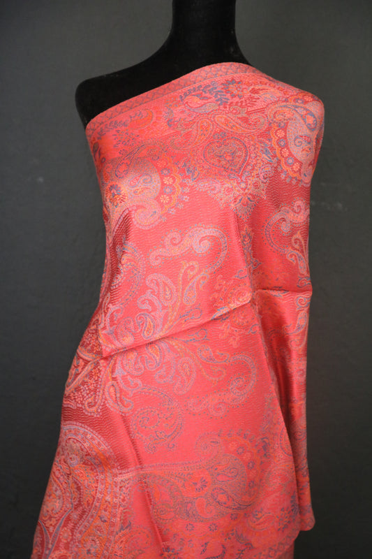 100% Pure Silk Reddish pink hand loomed Pashmina shawls scarfs for weddings Operas 28 inches